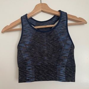 LNDR Athletic Crop - Navy Space Dye